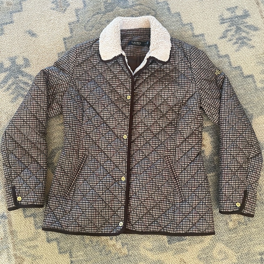 Lauren Ralph Lauren Faux Sherpa Collar  Quilted Jacket